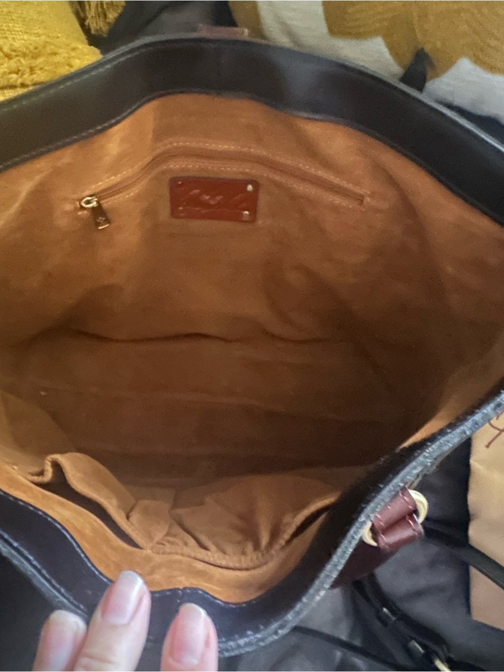 Patricia Nash Two-Tone Leather Tote in Brown and Black - Picture 4 of 6